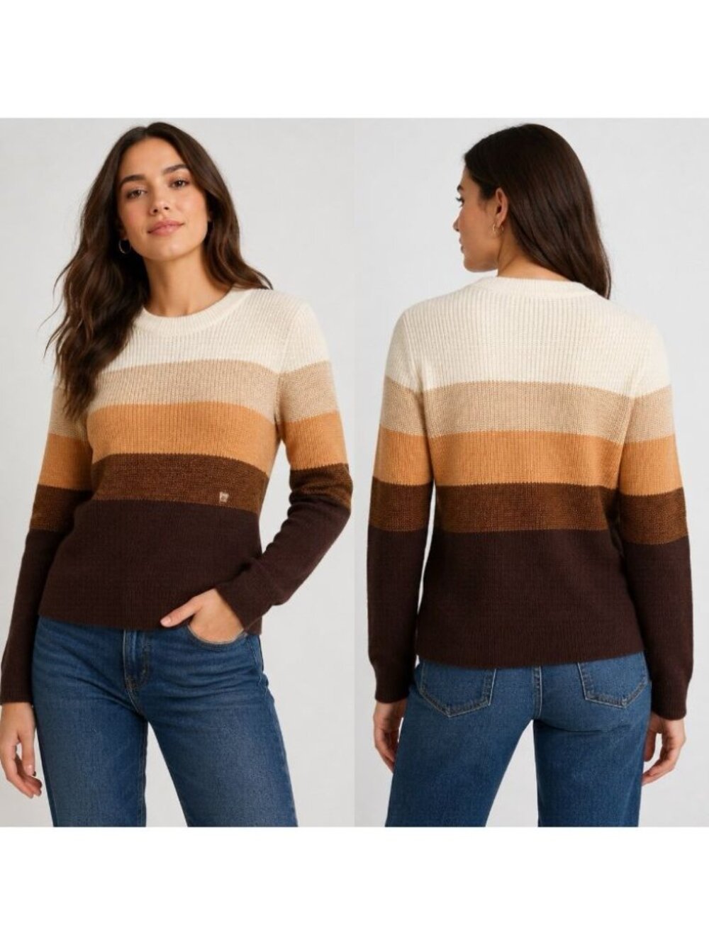 Express Women’s XS Colorblock Striped Knit Pullover Sweater Crew Neck NWT